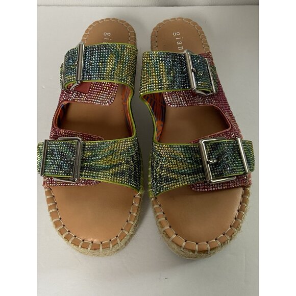 Gianni Bini Rhinestone Platform Sandals Womens Sz 10M Espadrille Double Straps - Picture 5 of 16